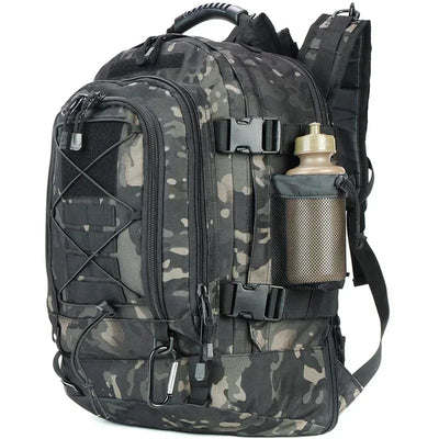 Tactical Backpack with Molle System Bottle Pocket - Black
