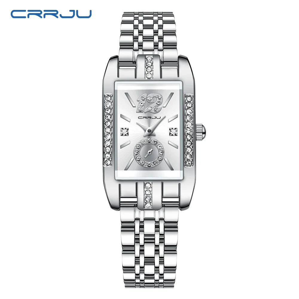 Rectangular Dial Diamond Embellished Timepiece Deluxe