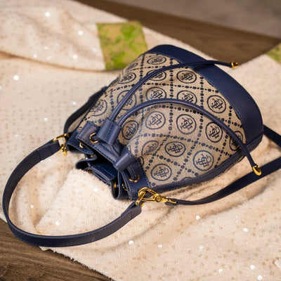 Bucket Bag Crossbody with Embroidered Monogram Pattern - WO2MEN