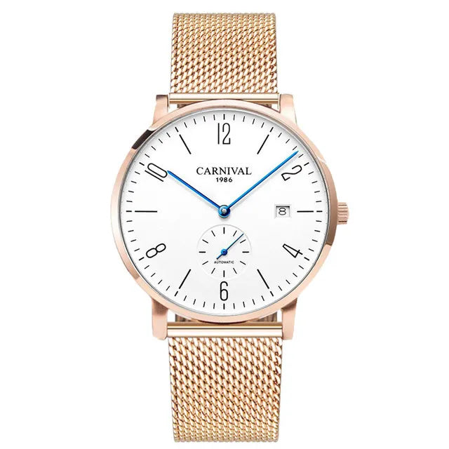 Automatic Wristwatch with Calendar Subdial Classic - Gold Steel