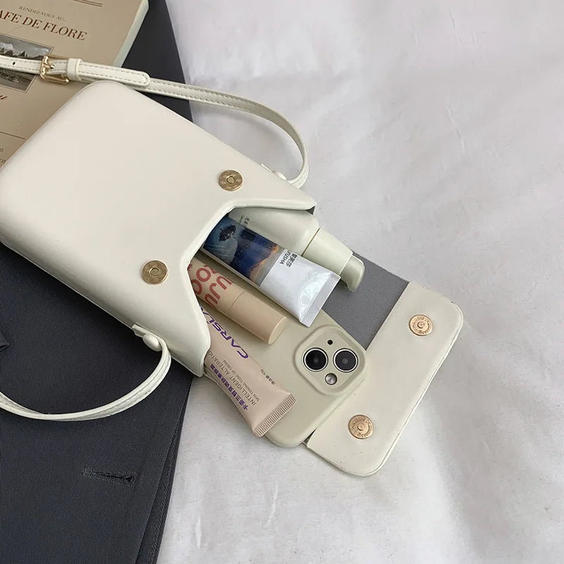 Compact PU Leather Flap Crossbody Bag Everyday Use