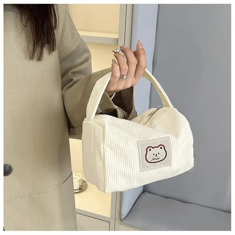 Handbag with Bear Patch and Soft Finish Compact