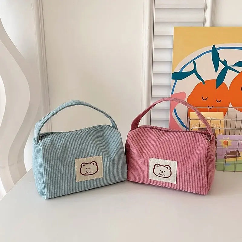 Handbag with Bear Patch and Soft Finish Compact