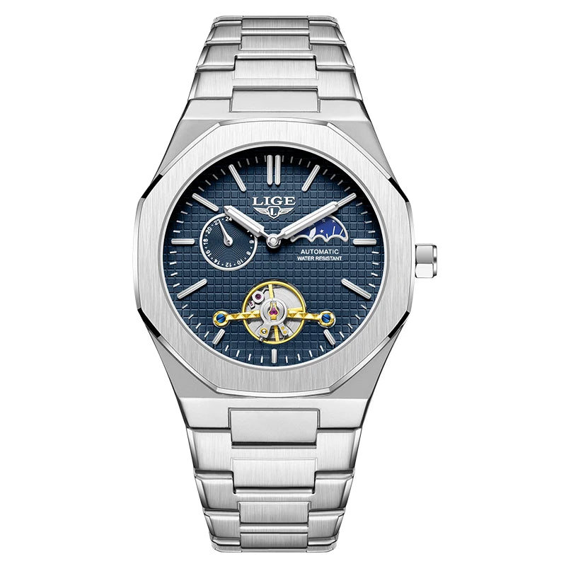 Automatic Tourbillon Moon Phase Mechanical Watch