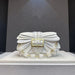 Pearl Winged Rivet Bag with Glitter Accents for Evening - White