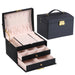 Lock Arch Three Layer Jewelry Box with Drawers - Black