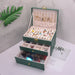 Portable Jewelry Box Organizer with Necklace Tray - Green XL
