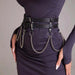 Harness Belt with Chain Drapes Statement Accessory - D