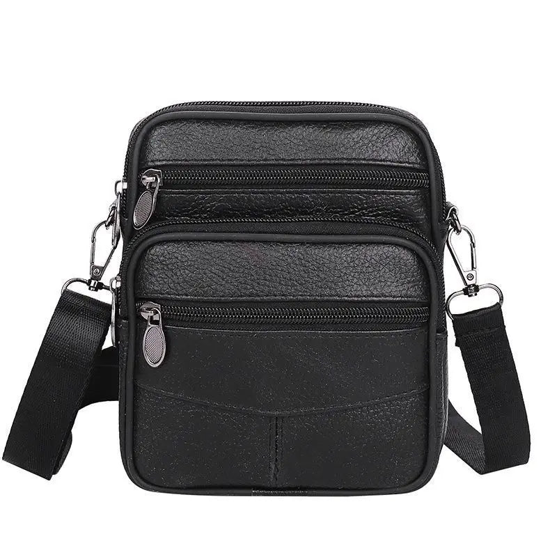Crossbody Bag for Men with Multiple Zippered Pockets - Black