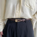 Womens Minimalist Belt with Needle Button Buckle - Coffee