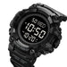Military Digital Watch with Dual Time And LED - Black