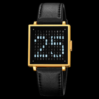 Square Digital Wristwatch with Leather Strap LED