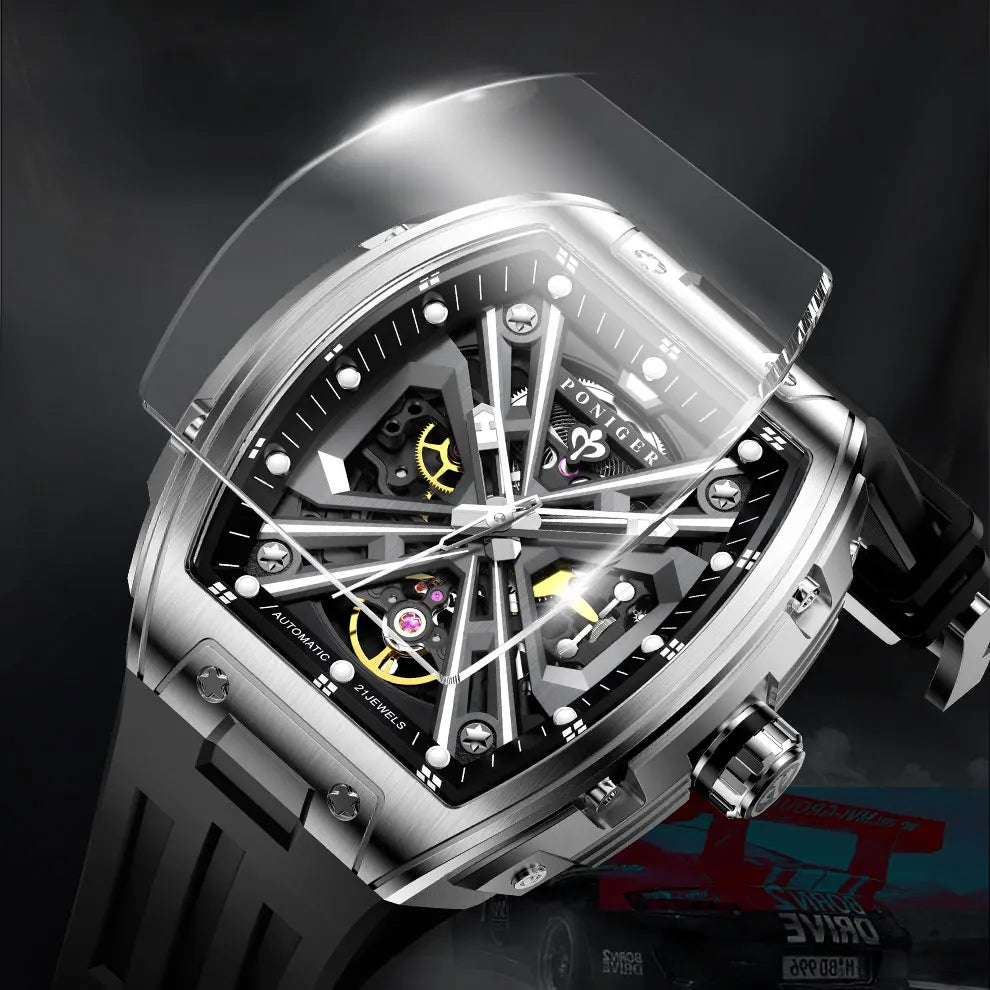 Skeleton Tourbillon Automatic Watch with Luminous Dial