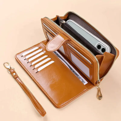Wallet Clutch With Zip Closure And Card Slot Organizer - WO2MEN