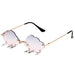 Cloud Rimless Sunglasses With Lightning Pendant - GY/PK