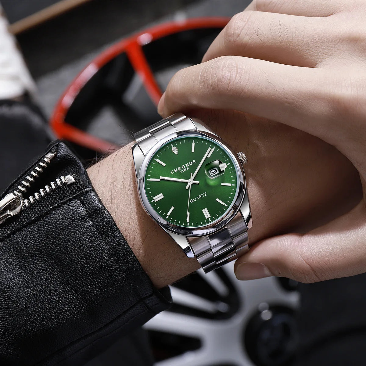 Wristwatch with Date Luminous Hands