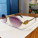Oval Rimless Sunglasses with Ornate Detailing Frame - Grey