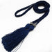 Women Braided Tassel Belt Knot Decorated Waist Rope - Dark Blue