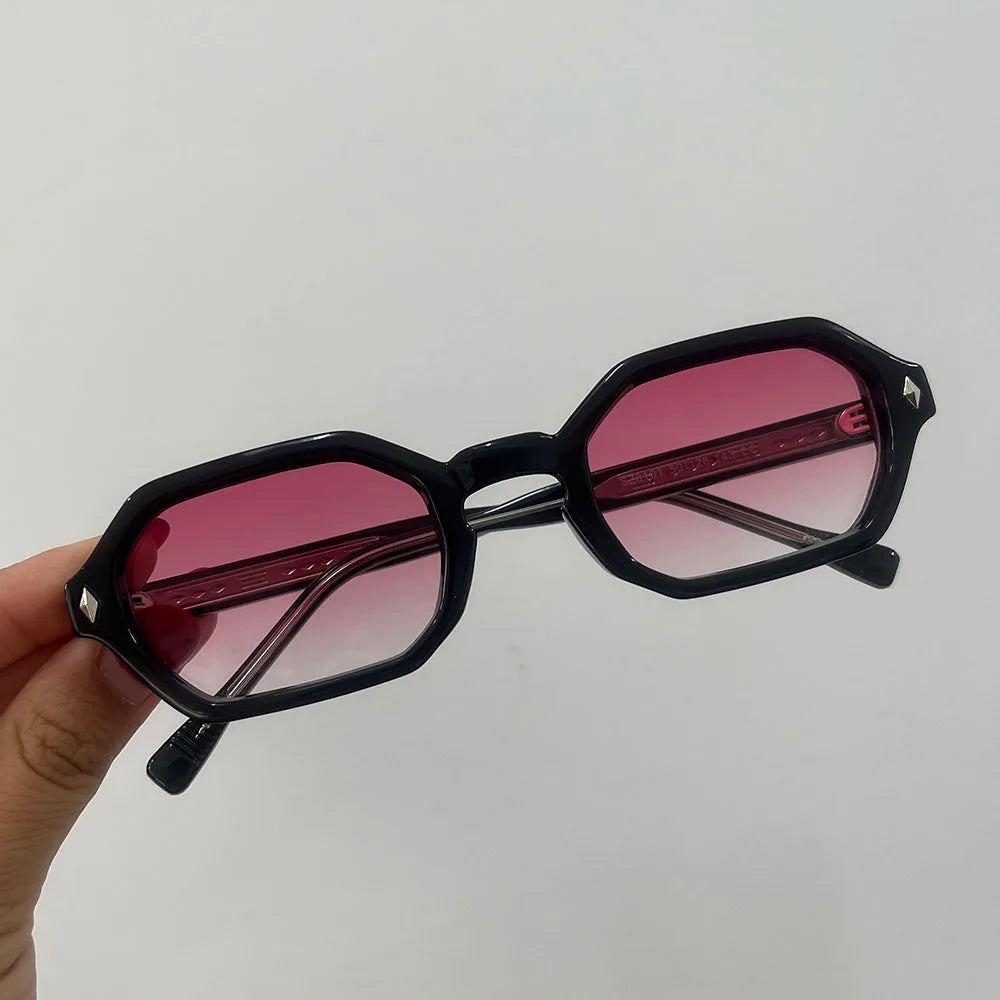 Hexagon Sunglass with UV400 Lenses for Everyday Wear - Black Pink