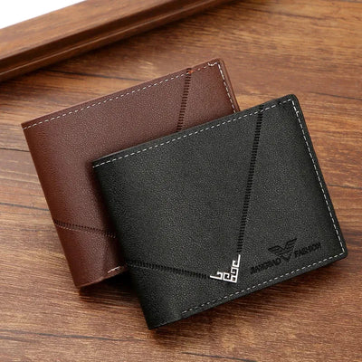 Geometric Stitch Card Holder Wallet with Slim Frame