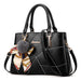 Geometric PU Handbag with Scarf Ornament Pom Pom - Photo Colour V5