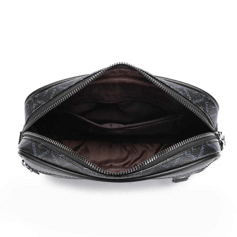 Men Shoulder Bag PU Leather Zipper Closure