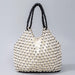 Handbag Beaded Woven Shoulder Bag for Everyday Use - White