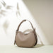 Handbag Crescent Shape Shoulder Bag with Double Zipper - Khaki