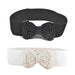 Pearl Bowknot Elastic Belt for Women Fashion Accessory - Black White
