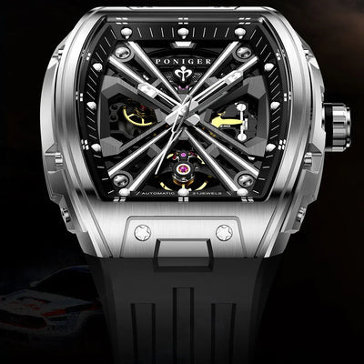 Skeleton Tourbillon Automatic Watch with Luminous Dial