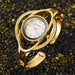 New Womens Gold Metal Wristwatch with Crystal Accents - Gold White
