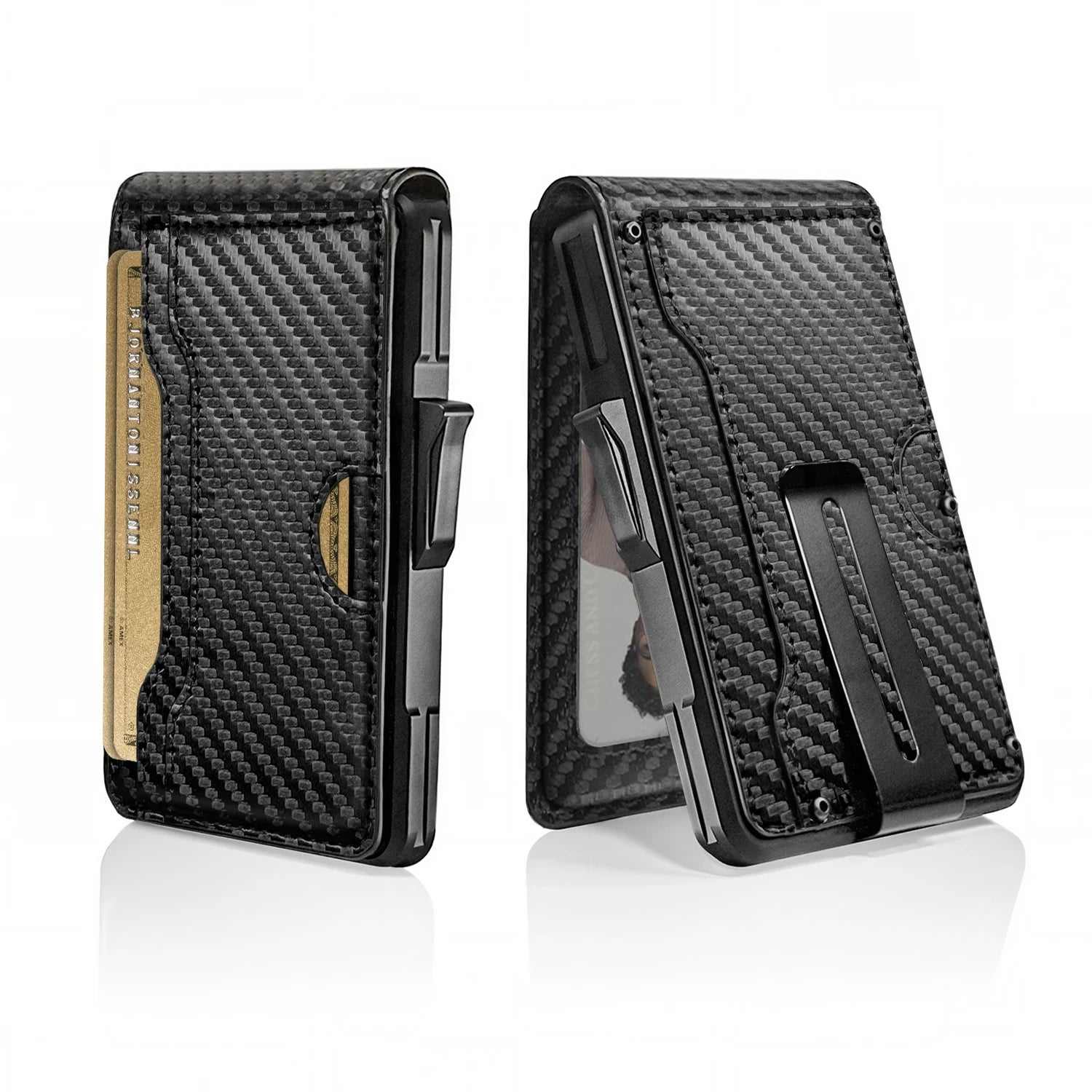 Slim RFID Pop Up Card Wallet with Money Clip Front