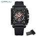 Skeleton Square Chronograph Timepiece With Subdials - Black