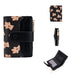 Bear Print Wallet with Card Slots and Zipper Closure - Black