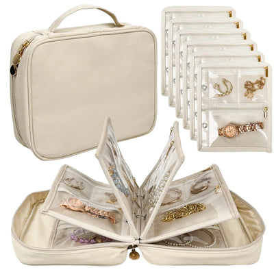 Travel Jewelry Organizer Case with Clear Pockets
