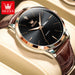 Calendar Week Display Timepiece With Luminous Dial - Rose Black