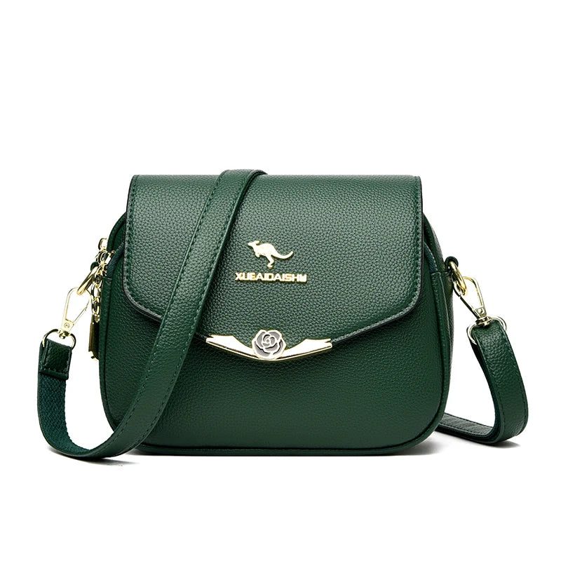 Elegant Shoulder Bag Crossbody Purse Zipper Closure - Green
