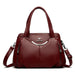 Luxury Crossbody Tote Handbag with Dual Top Handles - Burgundy