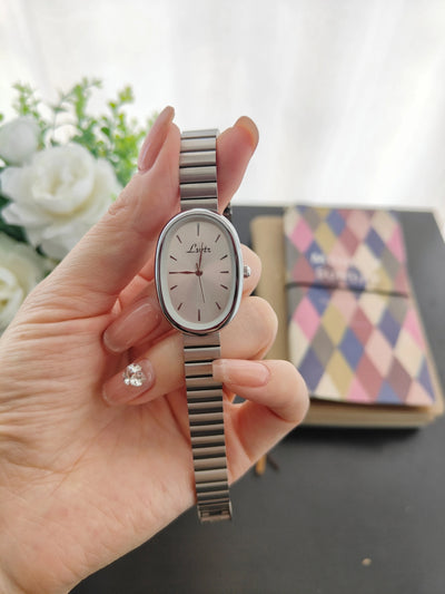 Classic Oval Case Quartz Watch with Slim Bracelet