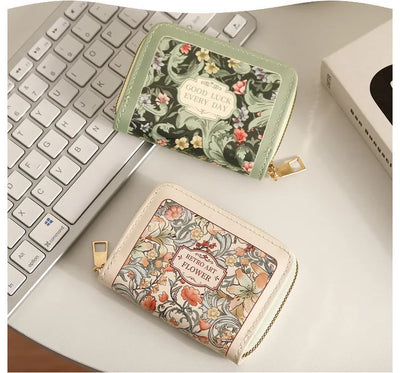 Wallet Floral Art Guardian Card Holder Compact Zipper - WO2MEN
