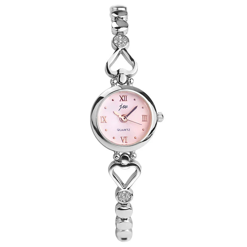 Women's Bracelet Watch with Heart Link Design