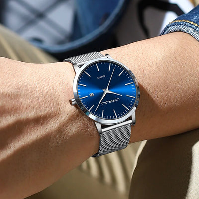 Silk Mesh Dial Timepiece With Calendar Window Luxe Neo