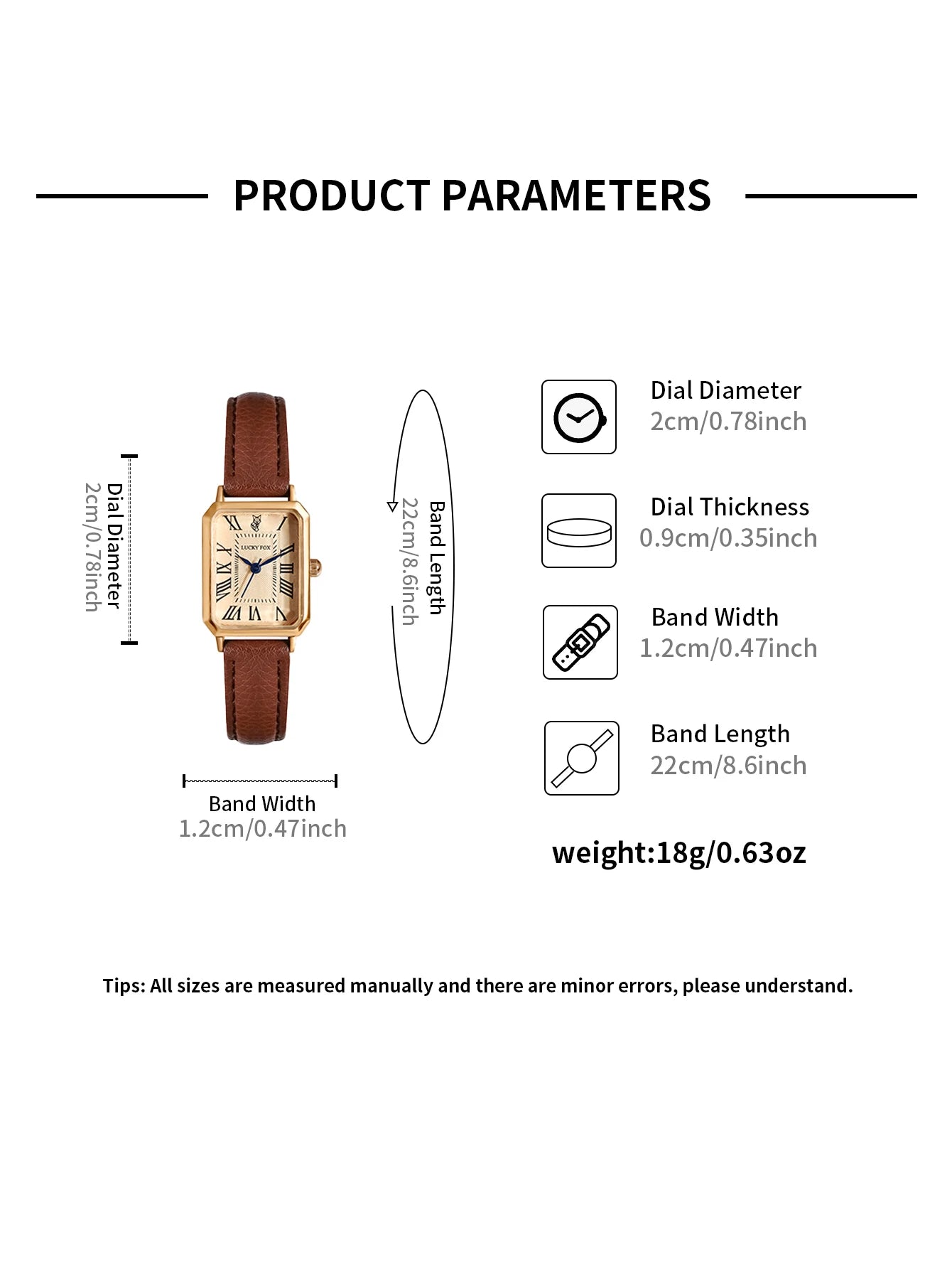 Retro Square Dial Wristwatch With Roman Numerals Grace
