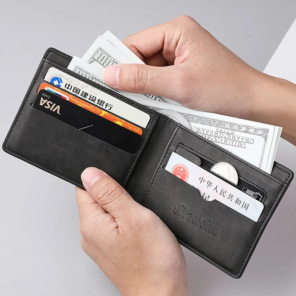 Short Wallet with Zipper Closure and Card Holder