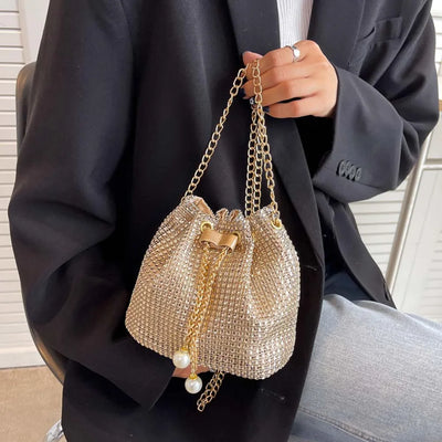 Handbag Chain Drawstring Satchel for Evening Events - WO2MEN