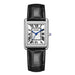 Rectangular Quartz Watch with Leather Strap Timeless - Silver Black V3