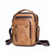 Crossbody Messenger Bag with Multiple Zippered Pockets - Brown