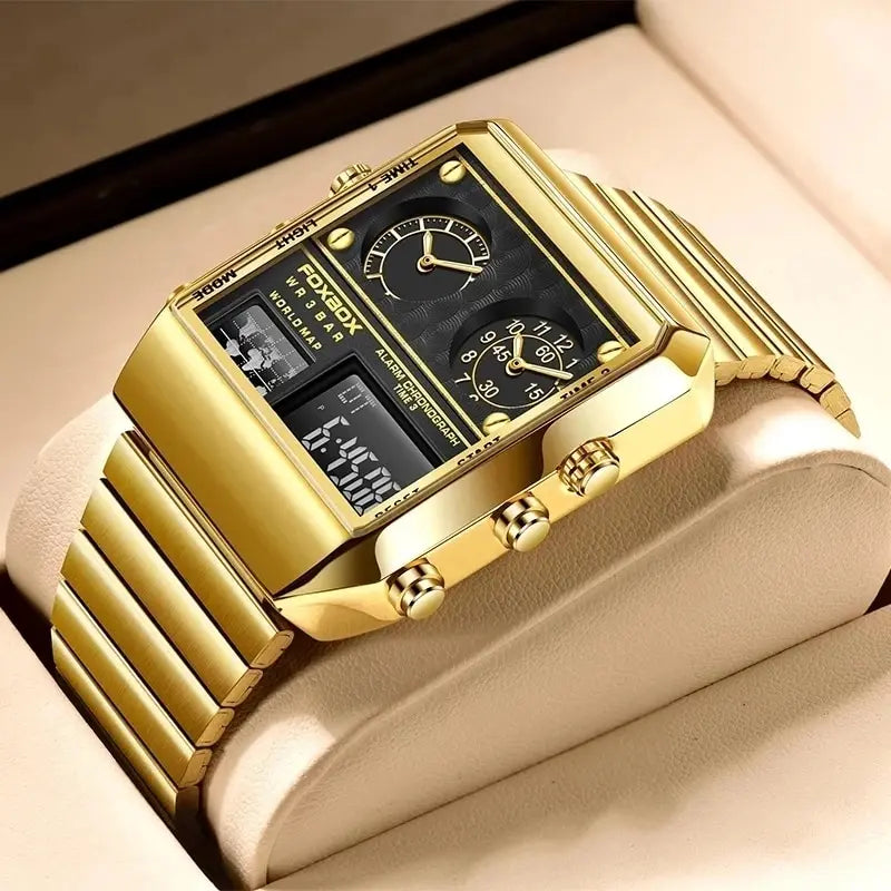 Creative Square Quartz Wristwatch Dual Display