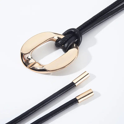 Slim Waist Rope Belt with Decorative Metal Ring