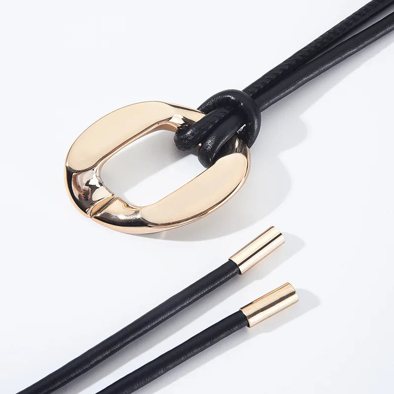 Slim Waist Rope Belt with Decorative Metal Ring